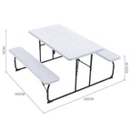 Foldable 6 Seater White Picnic Table and Bench Set