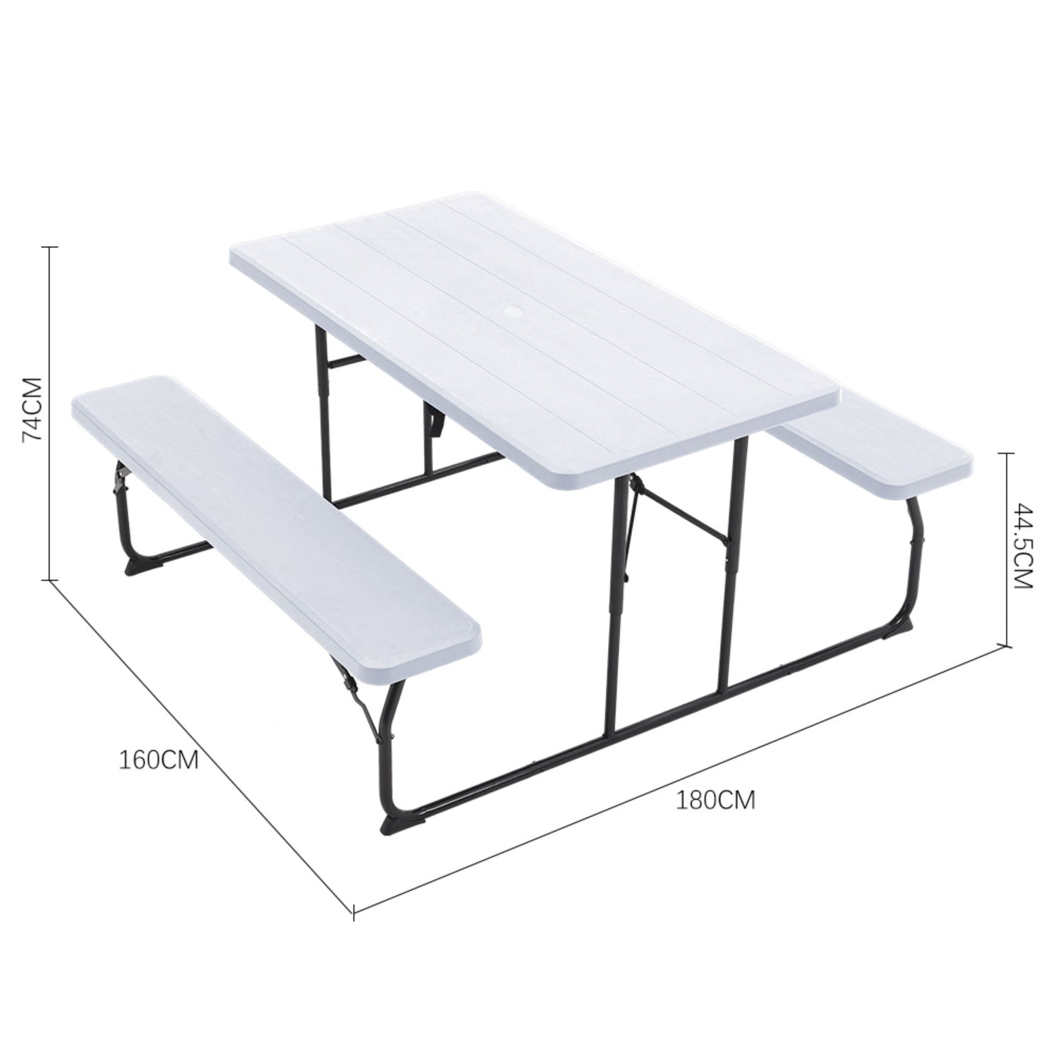 Foldable 6 Seater White Picnic Table and Bench Set