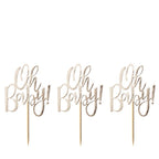 Oh Baby!' Gold Foil Cupcake Toppers (12pk)