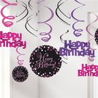 Pink Happy Birthday Hanging Swirls - 45cm (12pk)