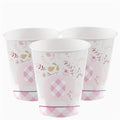 Pink Floral Elephant Paper Cups - 266ml (8pk)