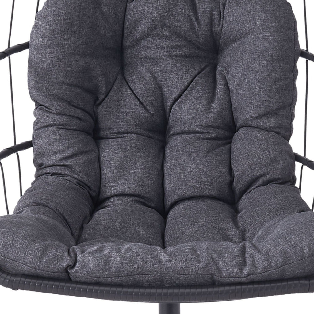 Adjustable Swing Hanging Egg Chair with Black Headrest and Cushion