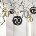 Sparkling Celebration 70th Birthday Hanging Swirls - 45cm (12pk)