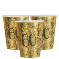 Sparkling Gold 60th Paper Cups - 270ml (10pk)