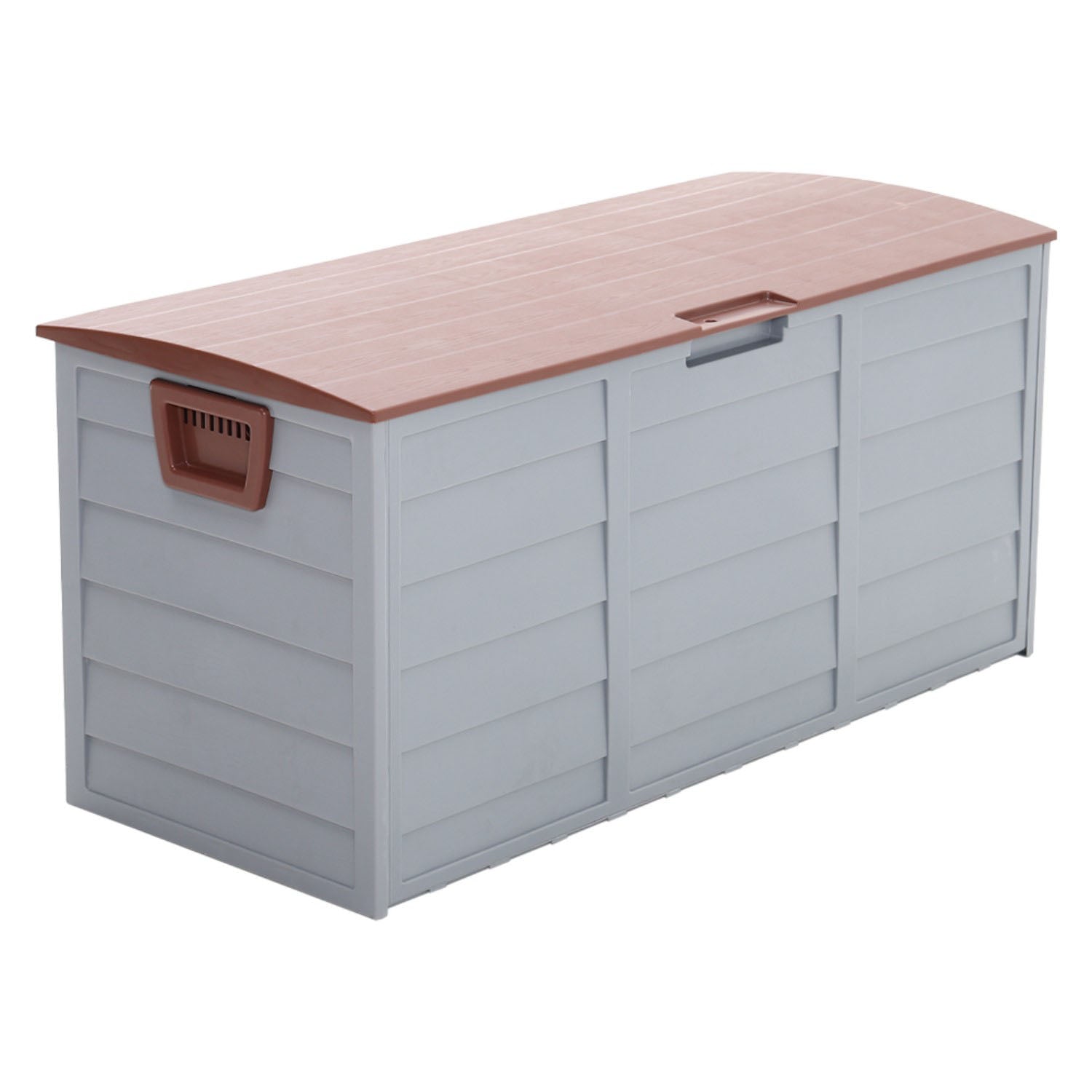 Brown Outdoor 290L Plastic Garden Storage Box With Wheels
