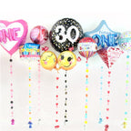 Silver Glitter Paper Circles Balloon Tail - 1.8m