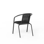 Set of 2 Black PE Rattan Stacking Garden Chairs