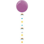 Rainbow & Clouds Glitter Paper Balloon Tail - 1.8m