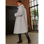 Chi Chi London Double Breasted Faux Fur Trim Coat in Grey