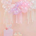 Pastel, Pearl & Ivory Balloon Arch with Streamers - 50 Balloons