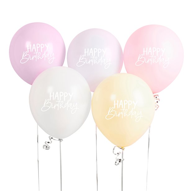 Eco Pastel Rainbow Happy Birthday Latex Balloons - 12" (5pk)