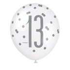 Blue Number 13 Latex Balloons - 12" (6pk)