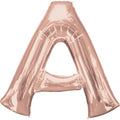 Rose Gold Letter A Balloon - 34" Foil