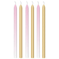 Pink & Gold Tall Candles - 13cm (6pk)