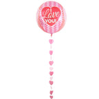 Pink Paper Heart Balloon Tail - 1.2m