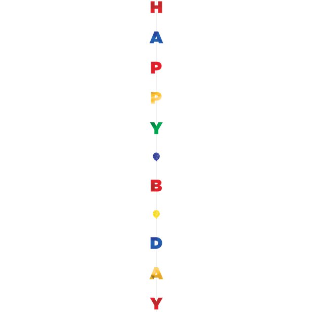 Happy Birthday Glittery Balloon Tail - 1.8m