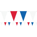Red, White & Blue Plastic Pennant Bunting - 36m