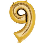 Gold Foil Number Balloons - 16" Air Fill