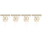 50th Gold Sparkling Wedding Anniversary Plastic Flag Bunting - 4m