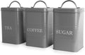 Stainless Steel Tea, Coffee & Sugar Canisters Grey | M&W