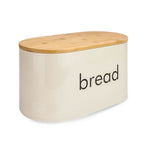 Kitchen Canister Set & Bread Bin in Cream with Bamboo Lids - 4 Piece | M&W