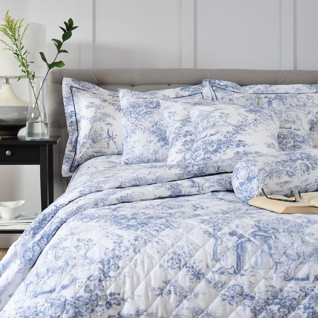The Lyndon Company Toile Blue Printed Cotton Duvet Cover