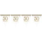 50th Gold Sparkling Wedding Anniversary Plastic Flag Bunting - 4m