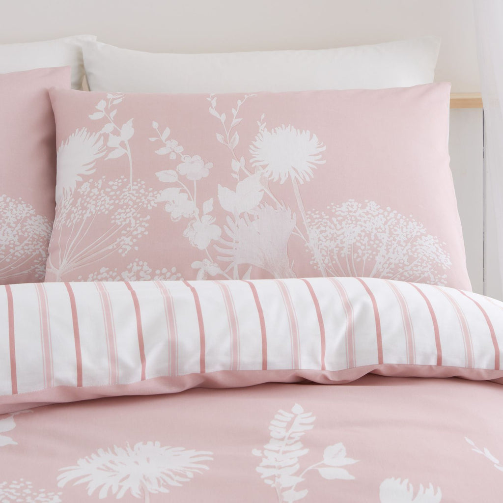 Catherine Lansfield Meadowsweet Blush Pink Floral Duvet Set