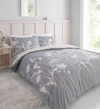 Catherine Lansfield Meadowsweet Grey and Pink Floral Duvet Set