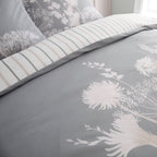 Catherine Lansfield Meadowsweet Grey and Pink Floral Duvet Set