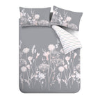 Catherine Lansfield Meadowsweet Grey and Pink Floral Duvet Set
