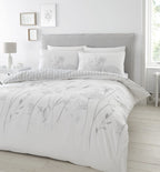 Catherine Lansfield Meadowsweet White/Grey Floral Duvet Set