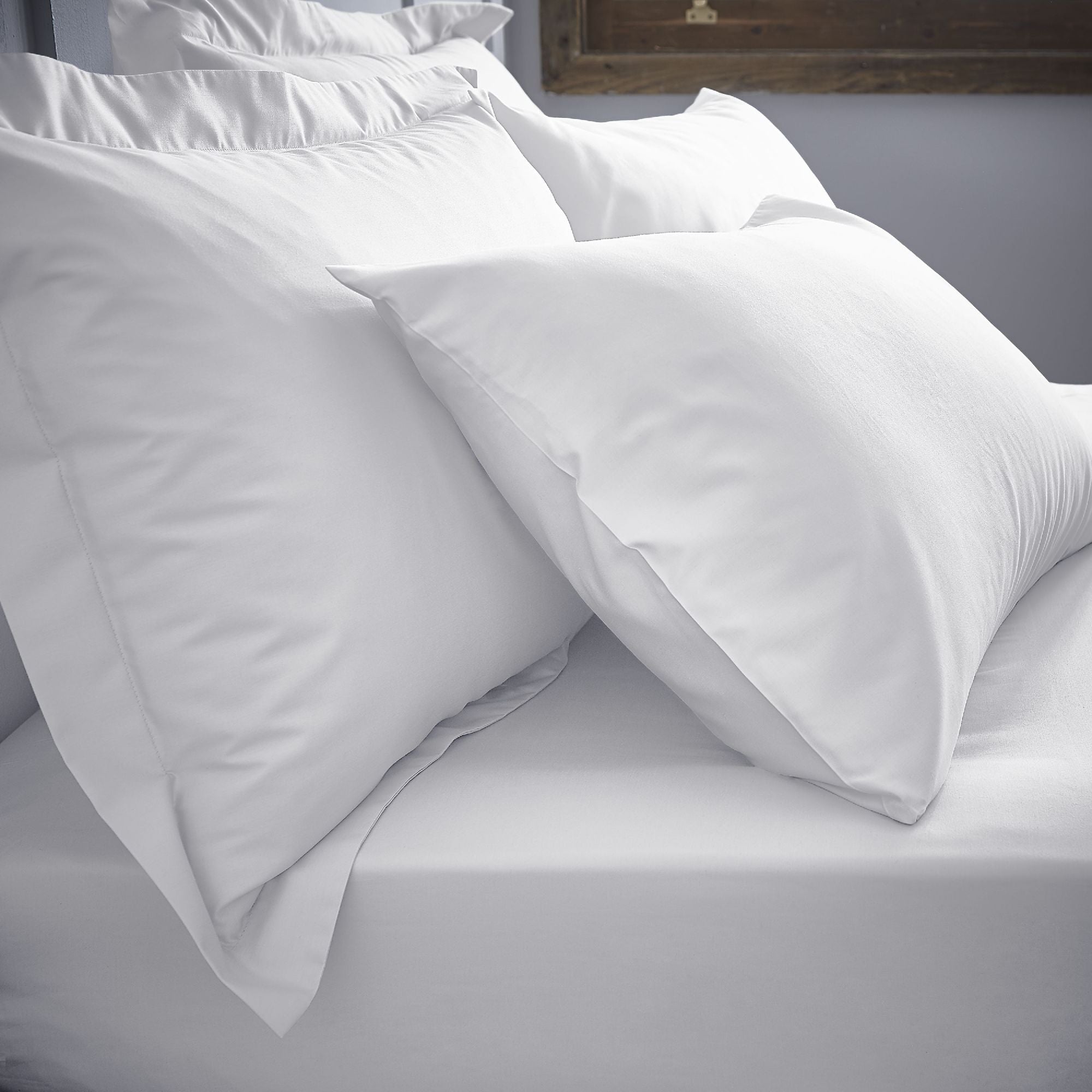 Bianca White 200TC 100% Cotton Percale Deep (32cm) Fitted Sheet