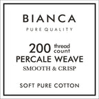 Bianca White 200TC 100% Cotton Percale Deep (32cm) Fitted Sheet