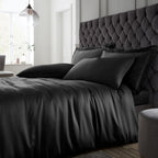 Catherine Lansfield Silky Soft Satin Black Duvet Set