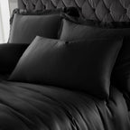 Catherine Lansfield Silky Soft Satin Black Housewife Pillowcase Pair