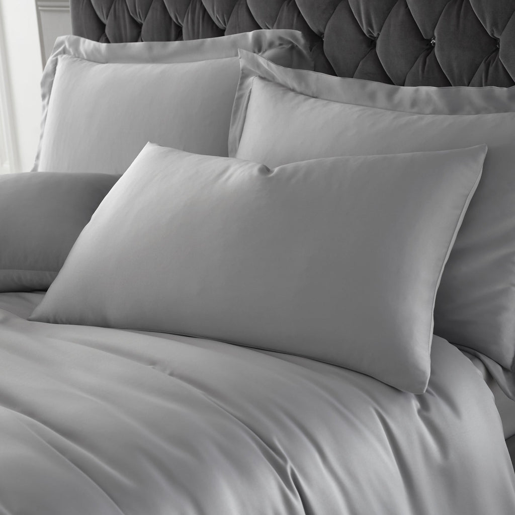 Catherine Lansfield Silver Silky Soft Satin Duvet Set