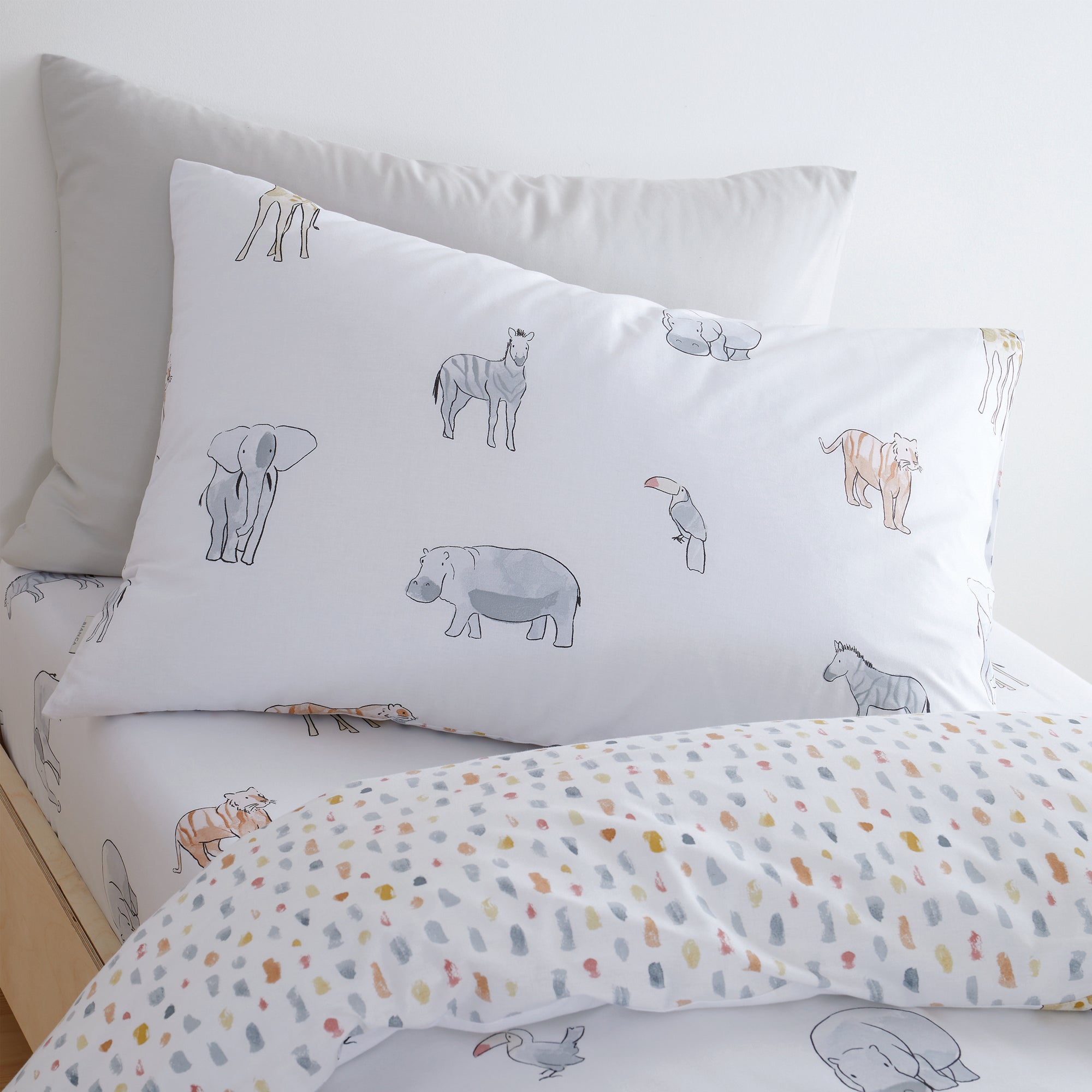 Bianca White Zoo Animals Kids 100% Cotton Duvet Set