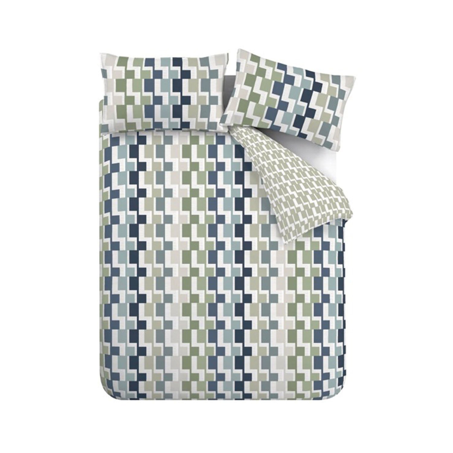 Catherine Lansfield Bryson Geo Blue Reversible Duvet Set