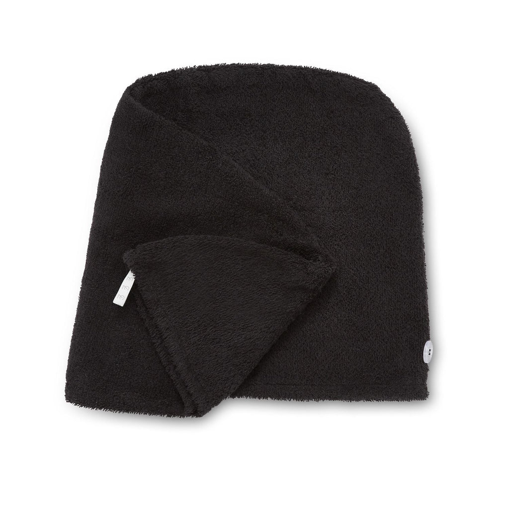 Catherine Lansfield Quick Dry Black Cotton Turbie Head Wrap Towel (Pair)