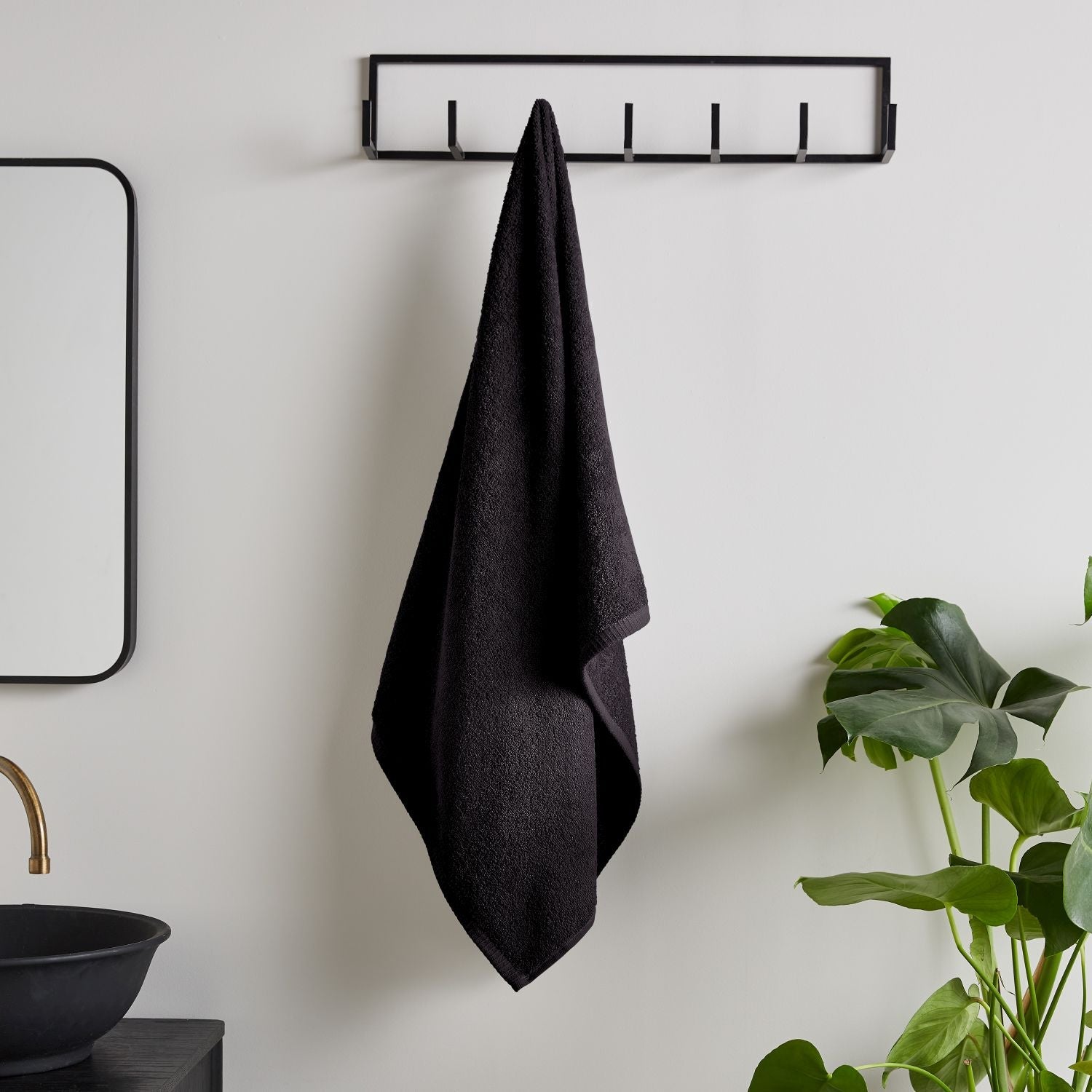 Catherine Lansfield Quick Dry Black Cotton Towels