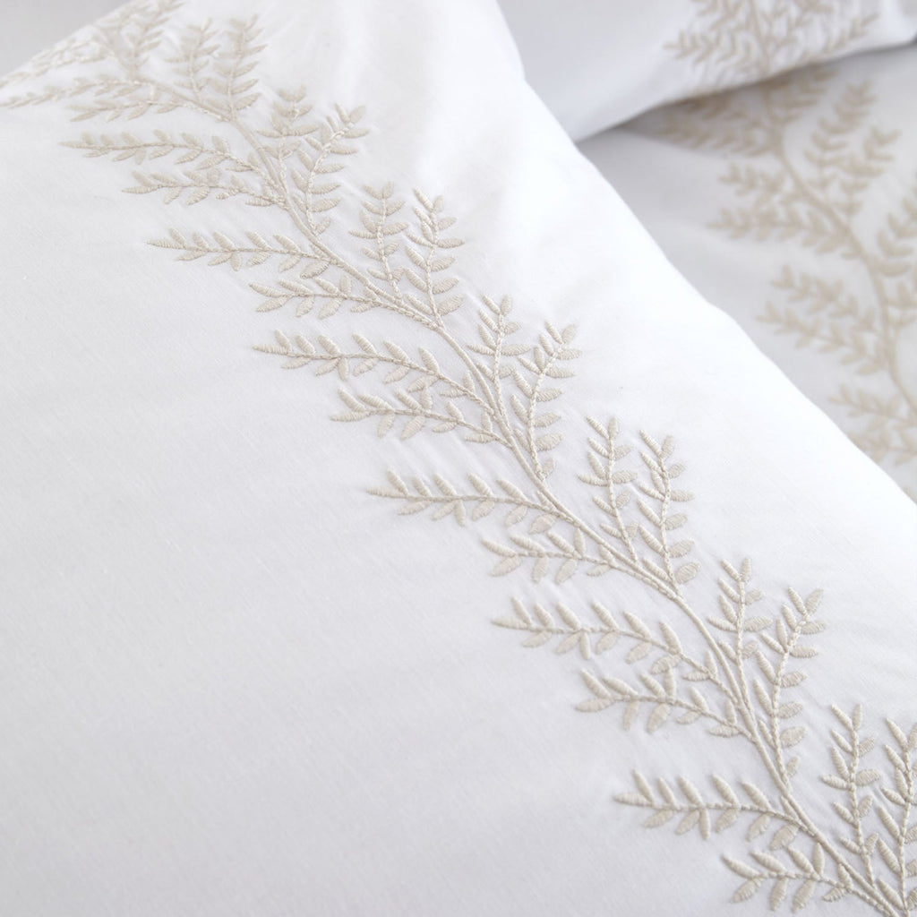 Bianca Embroidery Leaf Natural 180TC Cotton Duvet Set