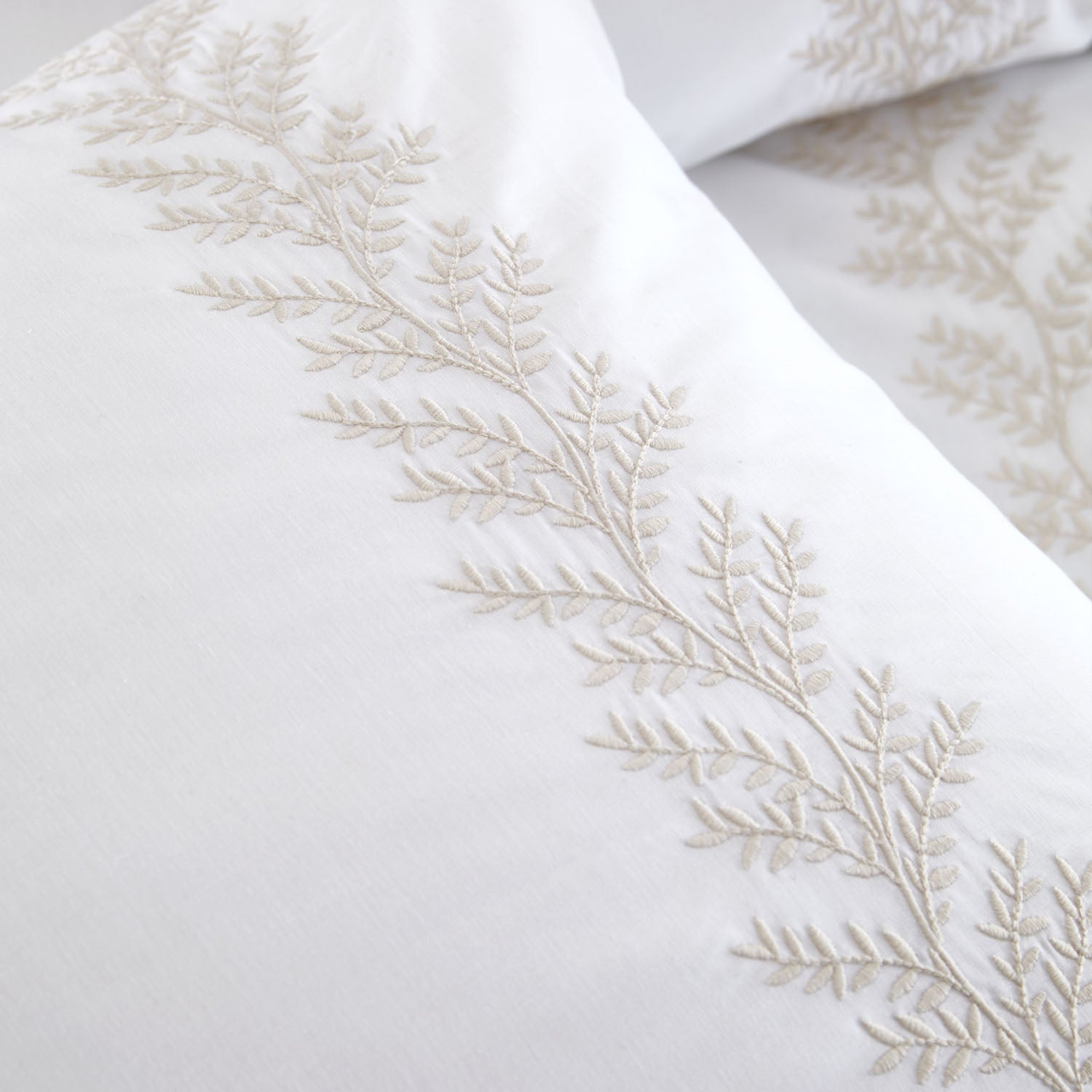 Bianca Embroidery Leaf Natural 180TC Cotton Duvet Set