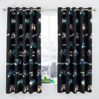 Catherine Lansfield Black Game Over Reversible Eyelet Curtains