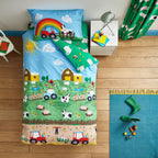 Catherine Lansfield Blue Farmyard Animals Reversible Duvet Set