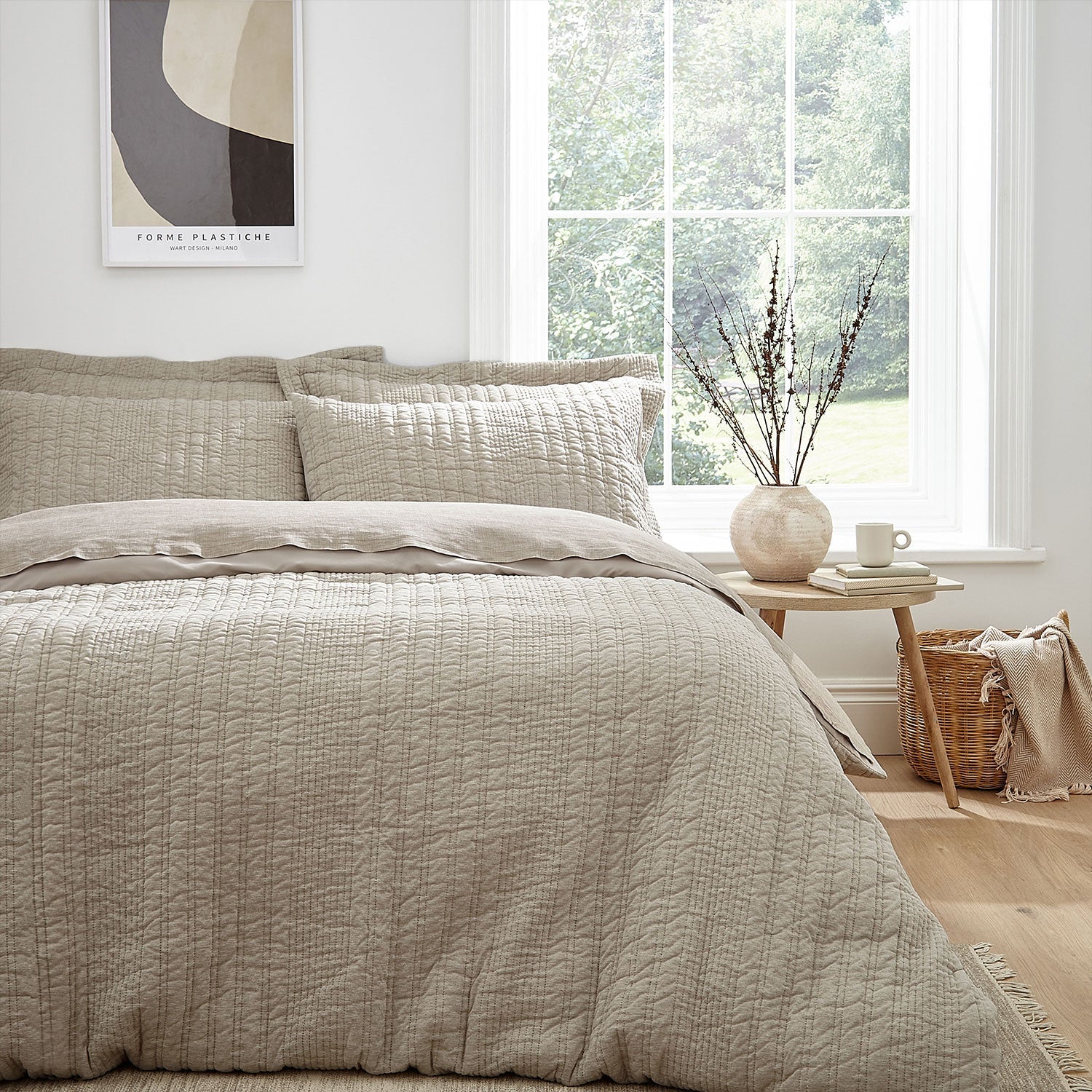 Pineapple Elephant Tamba Quilted Jersey Stripe Natural Duvet Set