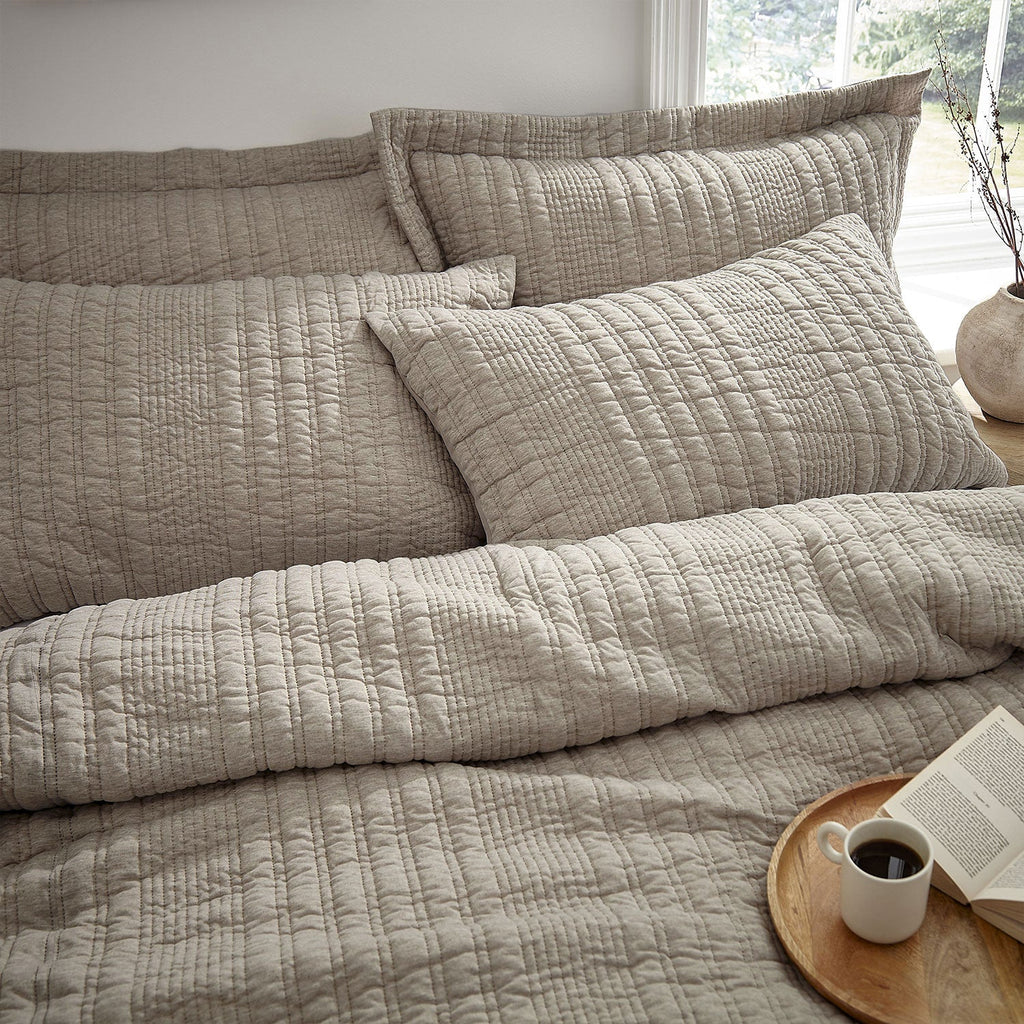 Pineapple Elephant Tamba Quilted Jersey Stripe Natural Duvet Set