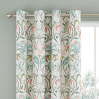 Catherine Lansfield Clarence Natural Floral Lined Eyelet Curtains
