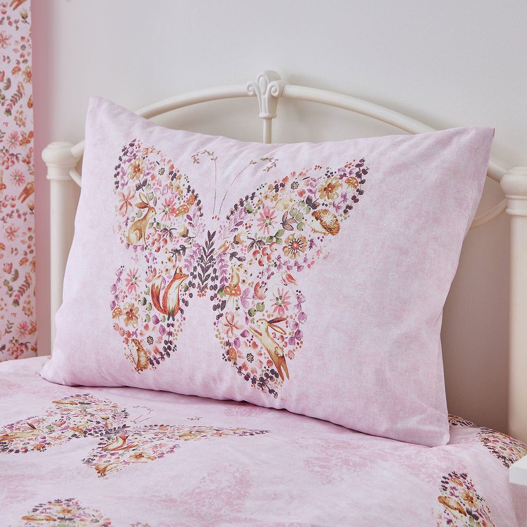 Catherine Lansfield Enchanted Butterfly Pink Reversible Duvet Set