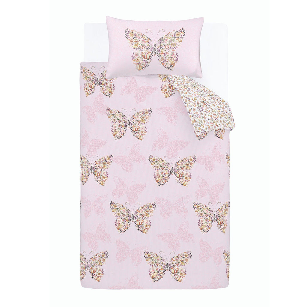Catherine Lansfield Enchanted Butterfly Pink Reversible Duvet Set